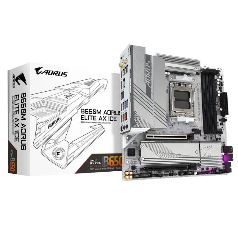 全白 GIGABYTE 技嘉 B650M AORUS ELITE AX ICE MATX 主機板 (DDR5)