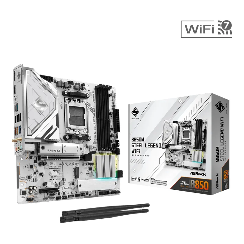 ASRock 華擎 B850M Steel Legend WiFi MATX 白色主機板