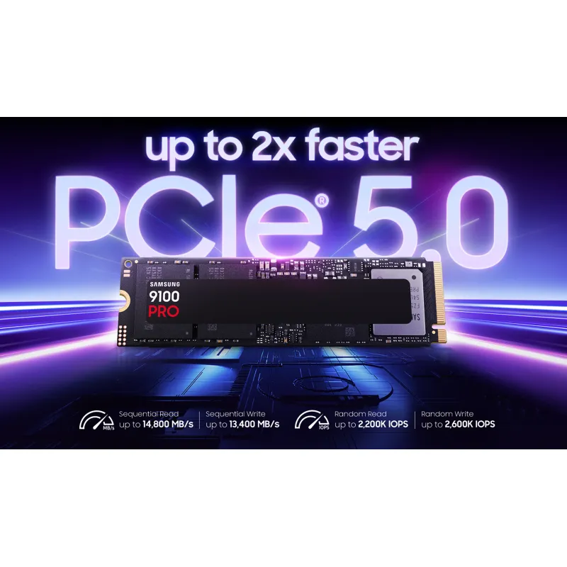 Samsung 9100 PRO PCIe 5.0 NVMe M.2 SSD 固態硬碟 (13300 MB/s) 含散熱片 - 1TB / 含散熱片